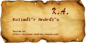 Kolimár András névjegykártya